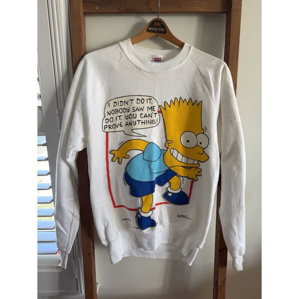 VTG Bart Simpson Sweatshirt Mens Large Crewneck Simpsons Cartoon 90s USA Anvil